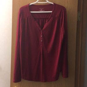 Maroon Long-Sleeved Blouse